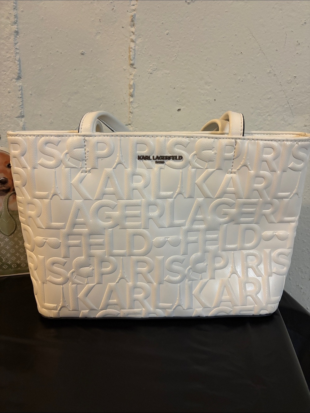 Karl Lagerfeld Cream Embossed Logo Tote